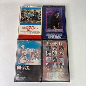80s Pop Cassette Lot 4 Go-Gos Bangles Beach Boys Cocktail Soundtrack Manic